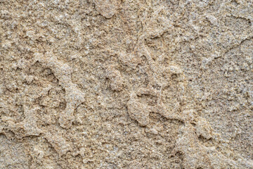 Wall is covered with decorative marble crumbs. White, gray and brown marble blotches of stone on...