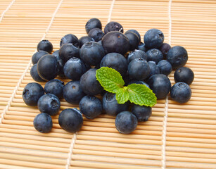 Blue berry on bamboo mat