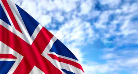 Great britain flag on sky. 3d-image
