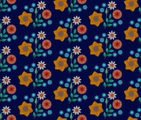 Beatiful flowers with gradients, seamless vector pattern, punchy forms and colors that demand attention,