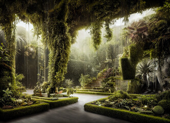 Hanging gardens of Babylon. Wonders of the World. Concept design.