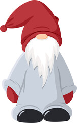 A cute little gnome in a red hat. Clipart.