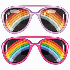 Retro shades with rainbow reflection vector set. - 543054938