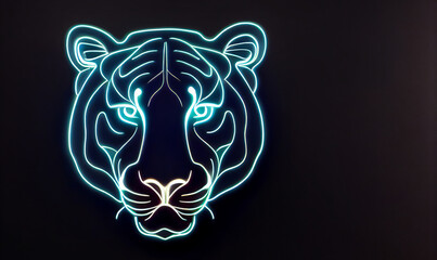 A tiger in neon or intense light is a powerful and successful business image. The portrait of the animal has a noble and powerful style, making it a popular choice for businesses.