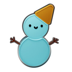 snowman 3d Christmas decorations. glass glossy isolated on transparent background. New year Design elements realistic 3d illustration