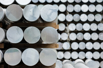 aluminium round bars in outdoor storage