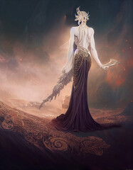 Fototapeta na wymiar Beautiful female divinity, fantasy, made by AI