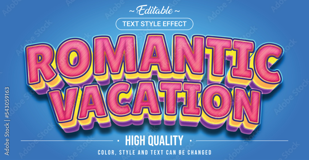 Poster editable text style effect - romantic vacation text style theme.