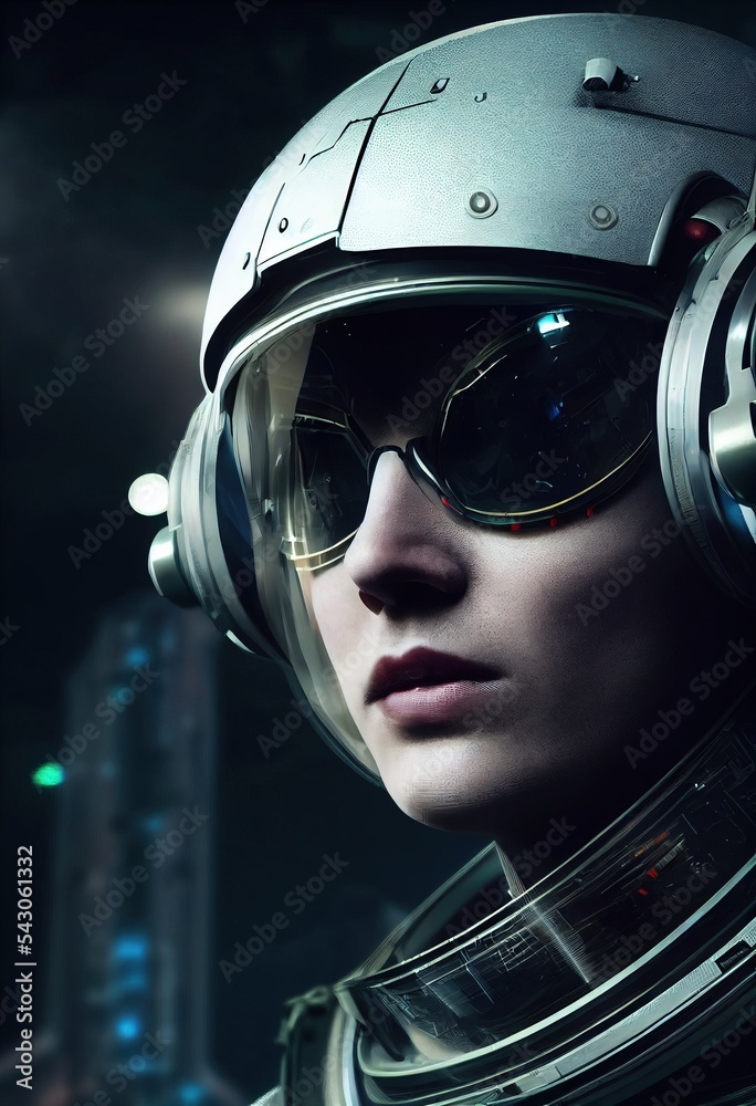 Wall mural a fictional person, not based on a real person. portrait of an fictional astronaut in a spacesuit. h