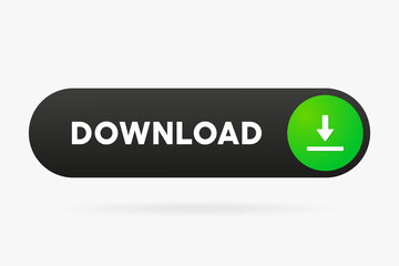 3D black red download button icon. Upload icon. Down arrow bottom side symbol. Click here button. Save cloud icon push button for UI UX, website, mobile application.