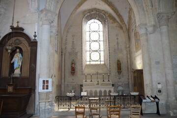 L'église collégiale Saint Quiriace, du 12eme siècle, vue de l'intérieur, ville de Provins,...