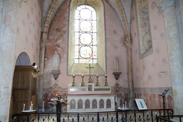 L'église collégiale Saint Quiriace, du 12eme siècle, vue de l'intérieur, ville de Provins,...