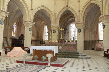 L'église collégiale Saint Quiriace, du 12eme siècle, vue de l'intérieur, ville de Provins,...