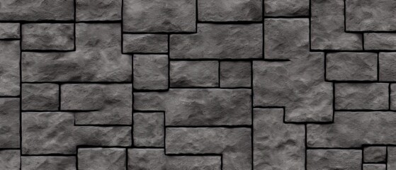 Grunge black brick wall background texture.