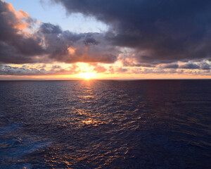 Cloudy sunset at sea