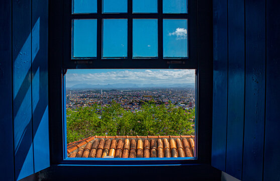 janela do convento com vista de Vila Velha, Vit&oacute;ria, Espirito Santo, Brasil