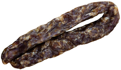 Popular Spanish sausage cured pork. Isolated over white background