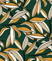 Abstract Stylish Vector Leaves Trendy Fashion Colors Seamless Pattern Perfect for Allover Fabric Print or Wrapping Paper Natural Background