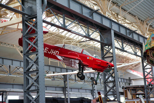 SPEYER, GERMANY - OCTOBER 2022: Red Pilatus PC-21 Aircraft In The Technikmuseum Speyer