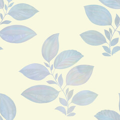 Abstract watercolor illustration. Leaves collected in a seamless pattern for design.