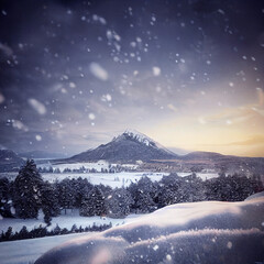 Plakat winter mountain landscape