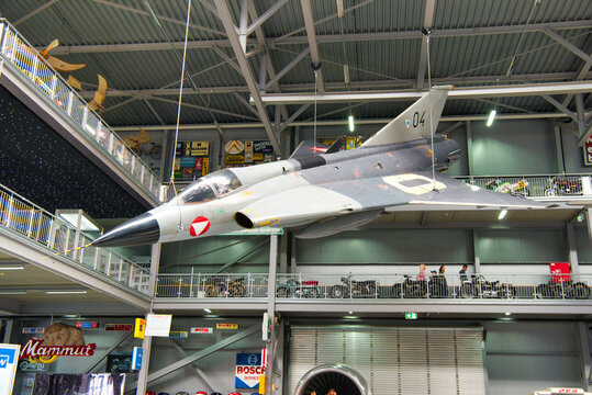 SPEYER, GERMANY - OCTOBER 2022: Saab 35 Draken Swedish fighter-interceptor aircraft 1955 in the Technikmuseum Speyer