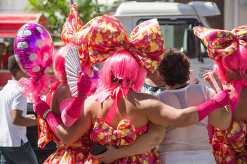 people wearing customs during the street march for LGBT rights