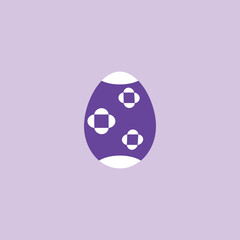 Easter egg. Vector flat abstract violet Easter egg with white semicircles pattern on violet background. Modern pattern for poster, banner, flyer, postcard, spring theme presentation and web design.