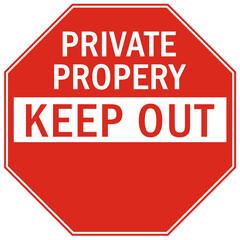 Keep out sign private property danger warning