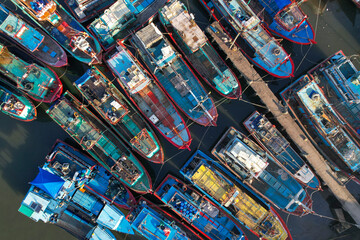 Ocean Fishing Port view from above, Cilacap Port the big fishing port in Indonesia
