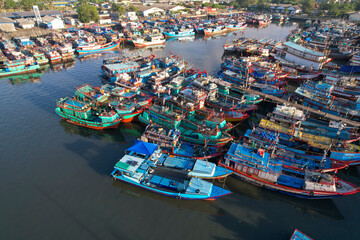 Ocean Fishing Port view from above, Cilacap Port the big fishing port in Indonesia
