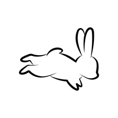 Rabbit sign. Hare, rabbit icon. Hare symbol. Rabbit sign. Animal silhouette. Vector minimalist illustration.