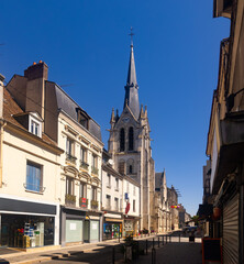 Church of Sainte-Marie-Madeleine and the streets of Montargis. France