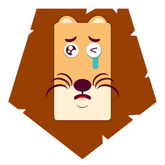 lion crying face cartoon cute