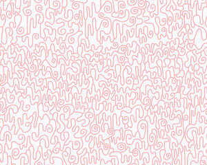 Abstract drawing drawn with red lines on a white background.Seamless pattern.