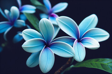 Naklejka premium Blue Frangipani, Made by AI, Artificial Intelligence
