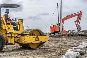 Excavator and Roller