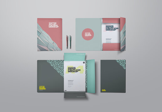 3 Flap Folder Mockup - A4 Paper