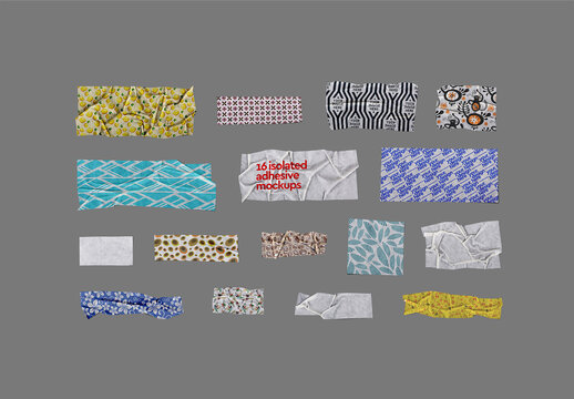 Adhesive Mockup Strip Tape White Paper Set