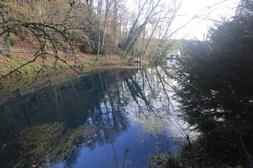 The Karst Spring Blautopf in Blaubeuren, Schw&auml;bische Alb, Germany, Europe