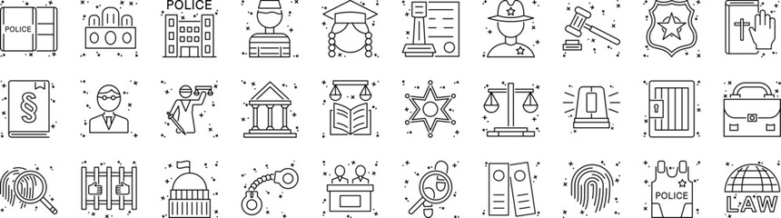 Law and justice icons collection vector illustration design