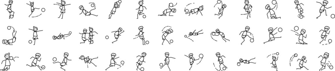 Soccer in action icons collection vector illustration design