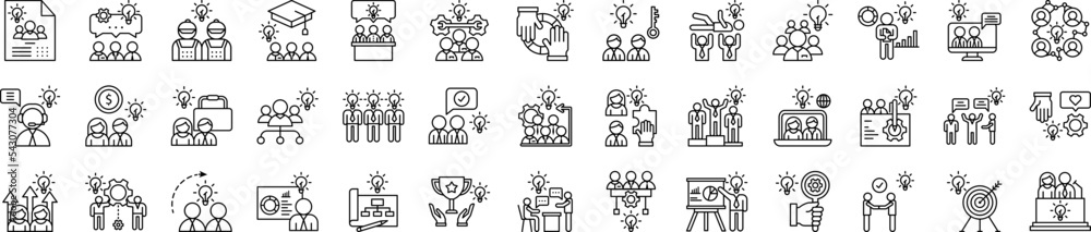 Sticker Team work idea icons collection vector illustration design