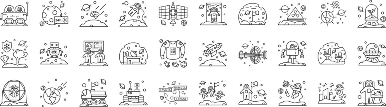 Space colonization icons collection vector illustration design