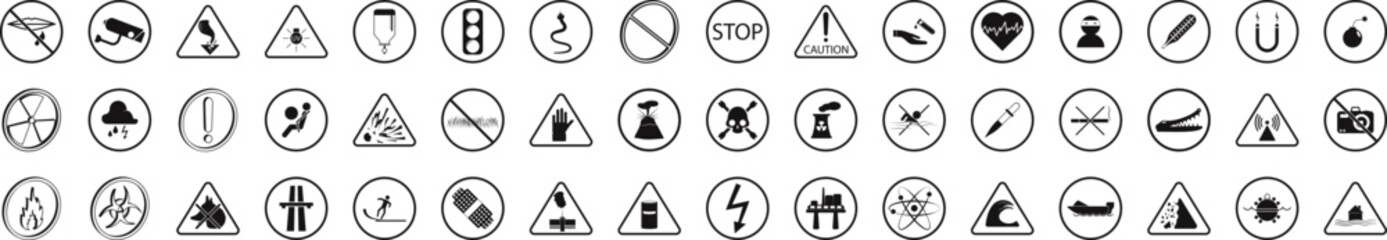 Warning signs icons collection vector illustration design