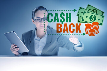 Businesswoman in the cash back concept