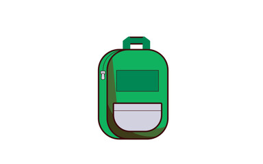 Doodle Backpack Isolated On White Background, School Bag Vector Illustration.
