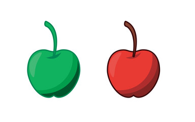 Red Green Minimalist Apple Fruit Logo Vector Illustration.
