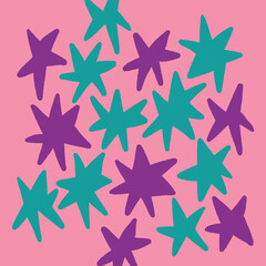 Star hand drawing  modern pattern. Vector. 