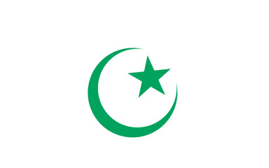 Green Star And Crescent Moon Outline Style Icon, Simple Flat Pakistani Flag Sign Vector Illustration.    